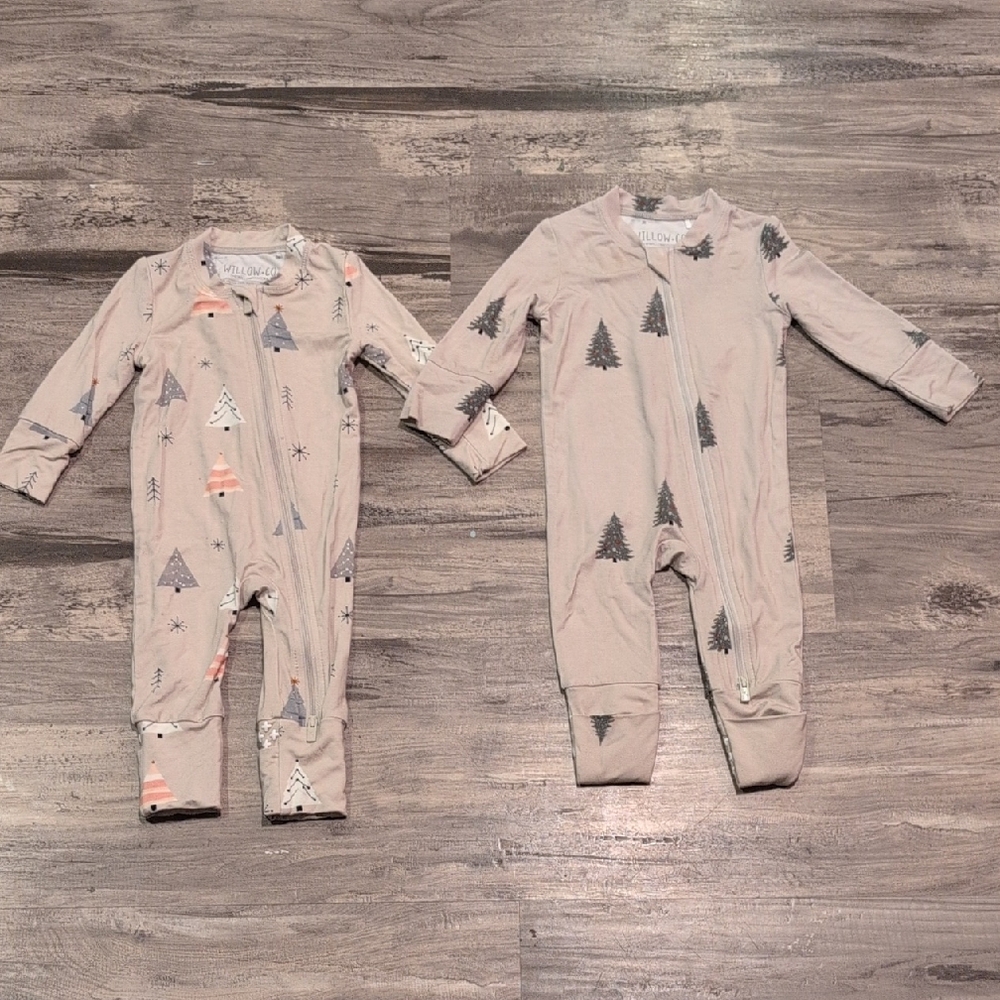 Cozy Tree Print Kids Footie Pajamas